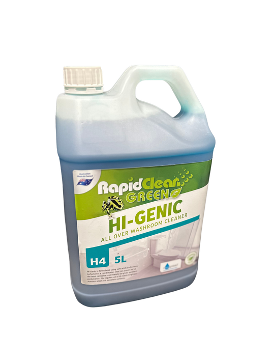Hi-Genic is formulated using safe acids and anionic surfactants: a combination that has proven to be the least corrosive to all metals yet gives excellent performance. The regular use of Hi-Genic brightens stainless steel and porcelain surfaces. Mackay