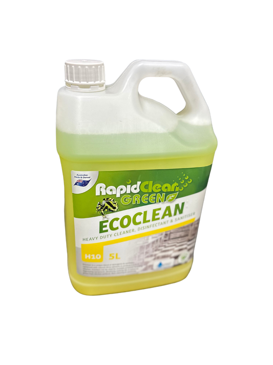 Ecoclean is a unique blend of detergents & sanitisers combined with natural citrus solvents to produce a 3-in-1 solution. Ecoclean can be used for multiple purposes including degreasing equipment, dissolving cooking oils & baked on grime from kitchen surfaces, floor cleaning & sanitising. Mackay