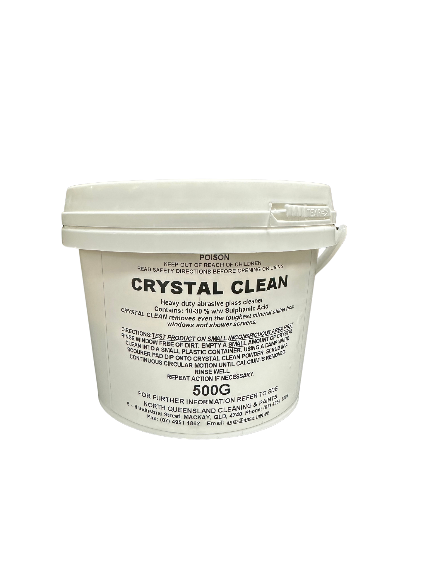 Heavy duty abrasive glass cleaner. Crystal Clean removes even the toughest mineral stains from windows and shower screens. Mackay